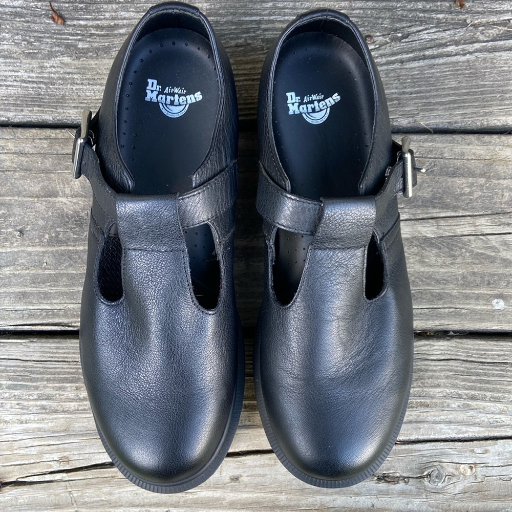 New! Dr. Martens POLLEY PW Black Leather T-Strap Mary Jane Shoe Women's Size 9 - Picture 13 of 14